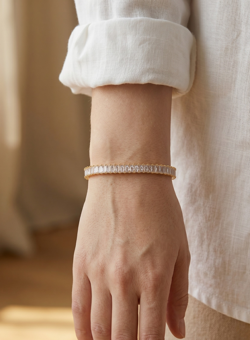 Armbånd med Gyldne Krystaller