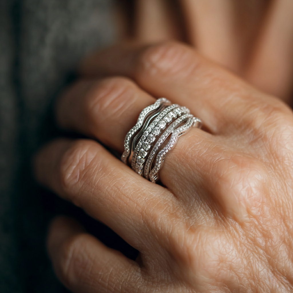 Anillo Vintage Con Circonitas En Capas
