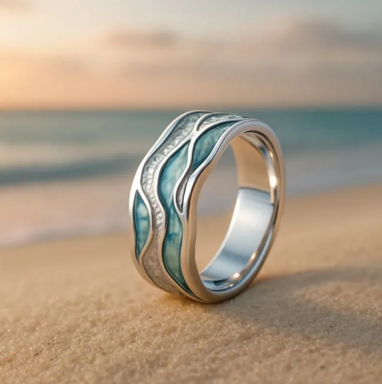 Anillo Aurora de las Olas del Océano y de la Playa