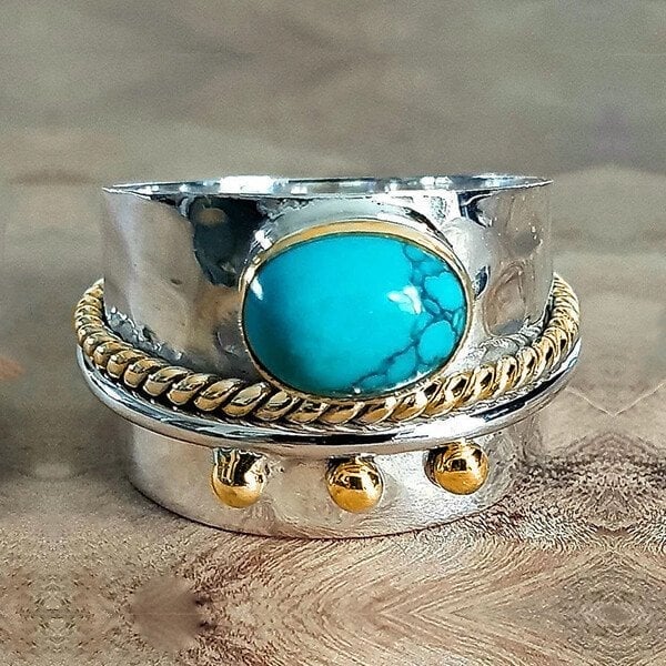 Anillo largo con turquesa