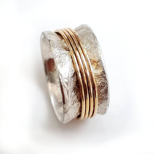 Anillo hilo dorado en plata vintage