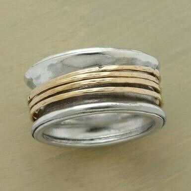 Anillo hilo dorado en plata vintage