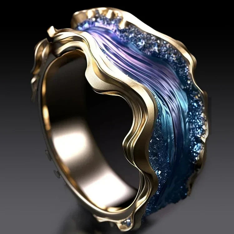 Anillo Vintage Océano Dorado