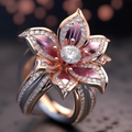 Anillo de Cristal con Loto Rosa Exótico